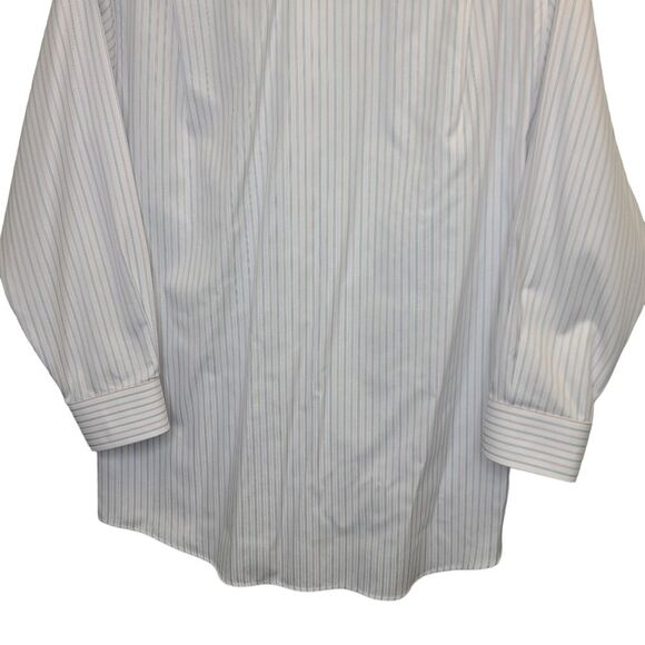 Joseph Abboud Mens 16-32 Tailored Fit Cotton White Striped White Dress Shirt - Picture 6 of 16